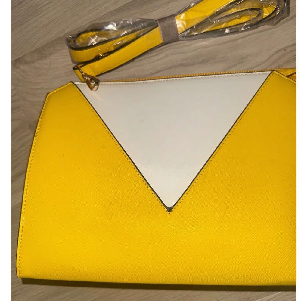 Large Yellow Colorblock Tote Bag Set 3 Piece-crossbody- Wallet - Picture 5 of 7